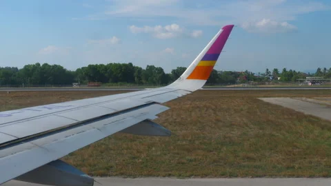 View from the airplane window on the wing 스톡 동영상 312698619