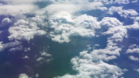 View from the airplane window to the wing. Good weather outside. Clouds in the Stock Footage 172269304