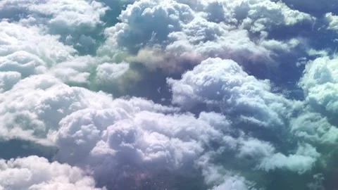 View from the airplane window to the wing. Good weather outside. Clouds in the Stock Footage 172419137