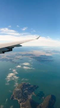 View from airplane window on the wing over Tokyo in Japan Foto stock