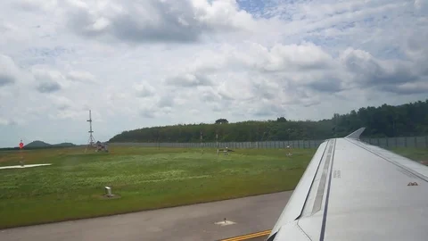 A view from the airplane windowafter take off  over the wings and engines. Th Stockbeeldmateriaal 80105410
