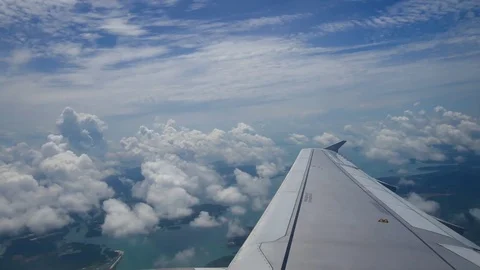 A view from the airplane windowafter take off  over the wings and engines. Th Stock Footage 80105746