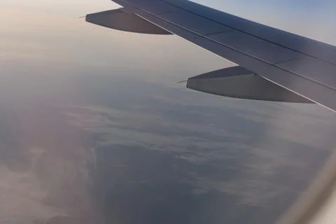 View of an airplane wing Stock Photos