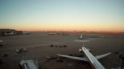 View of airport gate activity DFW airport Video stock 24673208