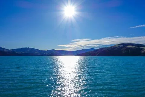 View of Akaroa Foto stock