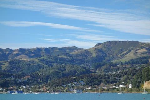 View of Akaroa Stock-Fotos