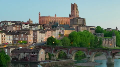 View of Albi at a sunset timelapse Stock Footage 56426036
