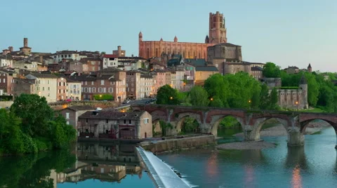 View of Albi in a sunset timelapse Video stock 56426250