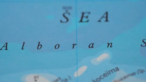 View of the Alboran Sea on a world map 4K Stock Footage 300657611