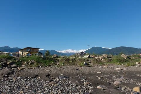 View of the Alborz range mountains from Ramsar Stock Photos