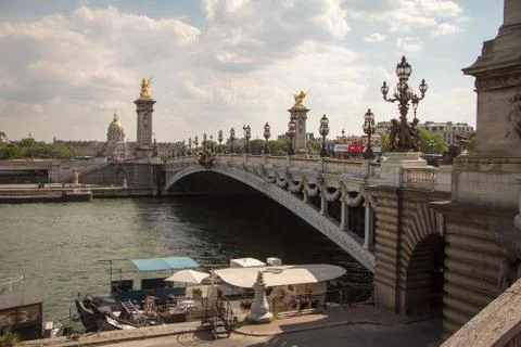 View of the Alexander the Third Bridge over the Invalides in Paris Stock Photos