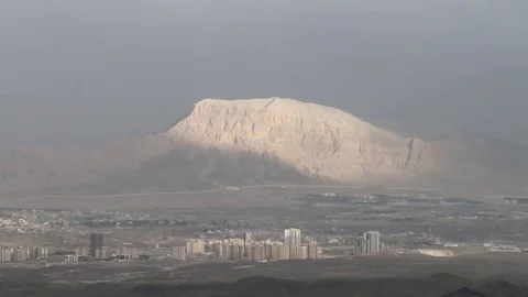 View Of The Alight Mountain Near Big City Stock Footage 83070917