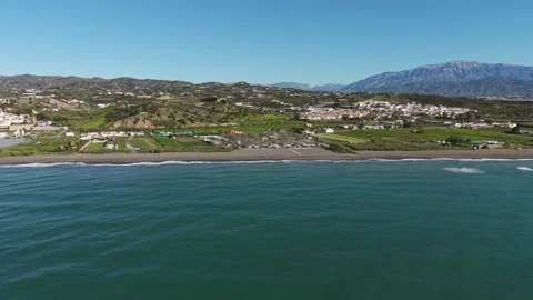 View of Almayate, one of the three best nude beaches in all of Spain. Natural Stock Footage 336112719
