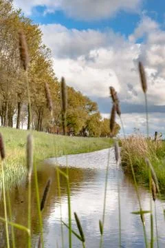 View along the Dutch dike Stock Photos