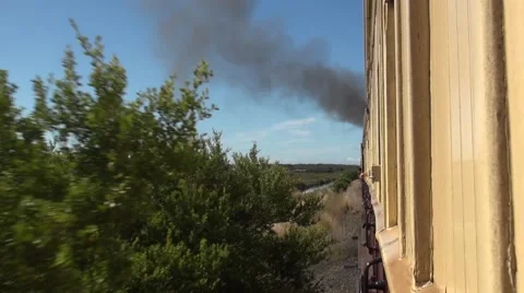 View along the length of a steam engine from a window Stock Footage 52944912