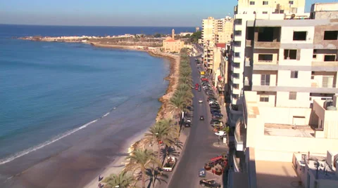 A view along the main corniche at Tyre, Lebanon. Stock-Footage 34429139
