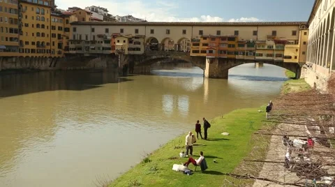 A view along the river Arno in Florence Stock Footage 47933708