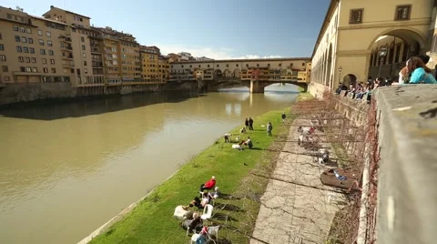 A view along the river Arno in Florence Stock Footage 47933715