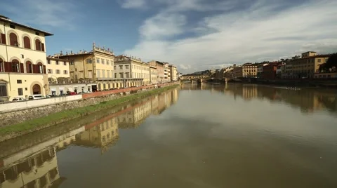 A view along the river Arno in Florence Stock Footage 47933795