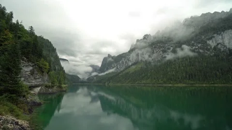 View on Alpine Landscape lake with emerald color of water Stock Footage 121541760