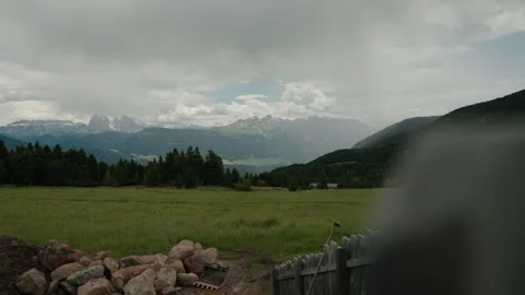 View from the alpine pasture to the mountains Stock Footage 170423885