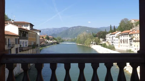View from the Alpini bridge Stock Footage 89842144