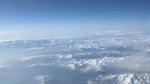View of the Alps from an airplane Stock Footage 313223858