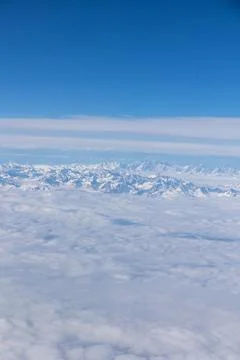 View of the alps from airplane window Stock Photos