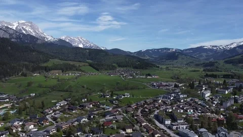 View from the Alps and a small town Stock Footage 274693289