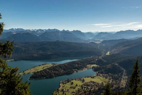 View to the alps and the Walchensee Stock Photos