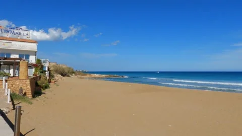 View of the Alta Marea beach in Lido di Noto, Sicily Stock Footage 152300153