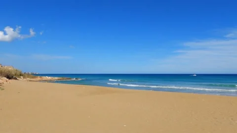View of the Alta Marea beach in Lido di Noto, Sicily Stock Footage 152300662