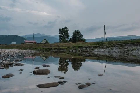 View of the Altai Mountains in the direction of Tyungur Stock Photos
