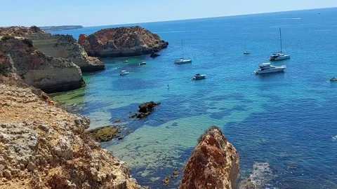 A view from the the Alvor cliffs towards the sea 스톡 동영상 206419206