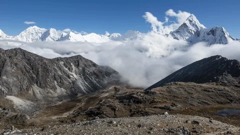 View to Ama Dablam peak Stock Footage 121487930