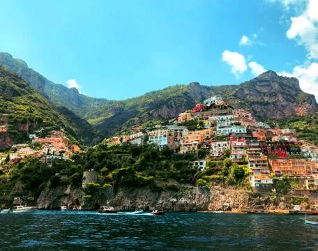 View of the Amalfi Coast from the Water Stock Photos