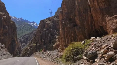 View of the amazing gorge through which the paved road runs Stock-Footage 317168645