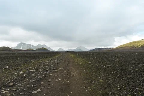 View of amazing landscape in Iceland while trekking famous Laugavegur trail Stock Photos