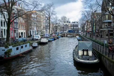 A view from amsterdam canals Stock Photos