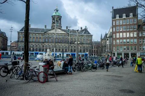A view from amsterdam dam square Stock Photos
