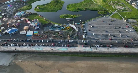 View of the amusement park, and a large ... | Stock Video | Pond5