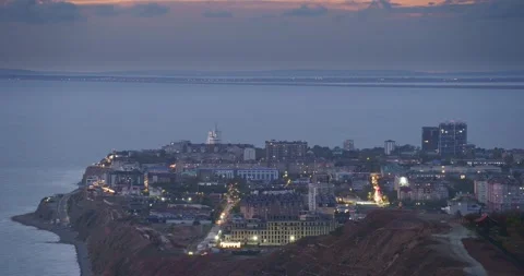 View of Anapa in the evening from above Stock Footage 319959506