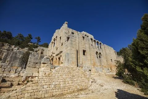 A view from the Ancient Alahan Monastery in Mut, Mersin, Turkey Stock Photos