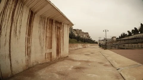 View on Ancient Canal Wall With Unusual Pattern From Traces of Water Currents Stock Footage 75415084