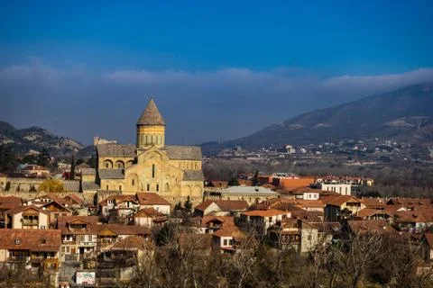 View to the ancient capital of Georgia, Mtskheta Stock-Fotos