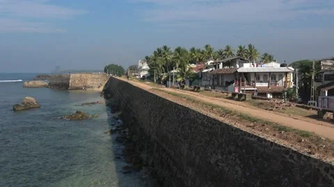 View of the ancient fortress wall of the old city of Galle. Sri Lanka Video stock 169784145