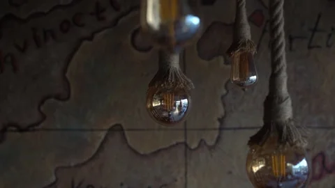 View of an ancient map on a wall, close up shot Stock Footage 307156394