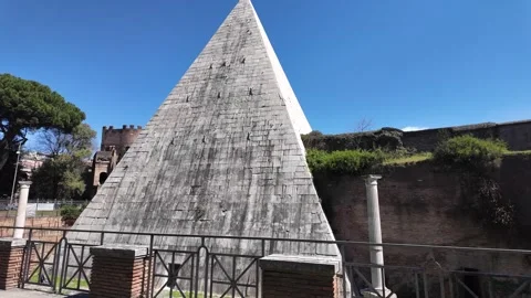 View Of The Ancient Pyramid Of Cestius In Rome Stock Footage 336280761