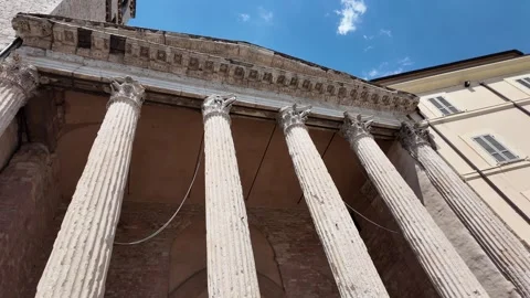 View Of The Ancient Roman Temple Of Minerva On Piazza Del Comune In Assisi Stock Footage 338009185