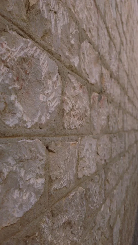 View Of Ancient Stone Wall Texture Closeup - 4k Vertical Footage Stock Footage 340480720